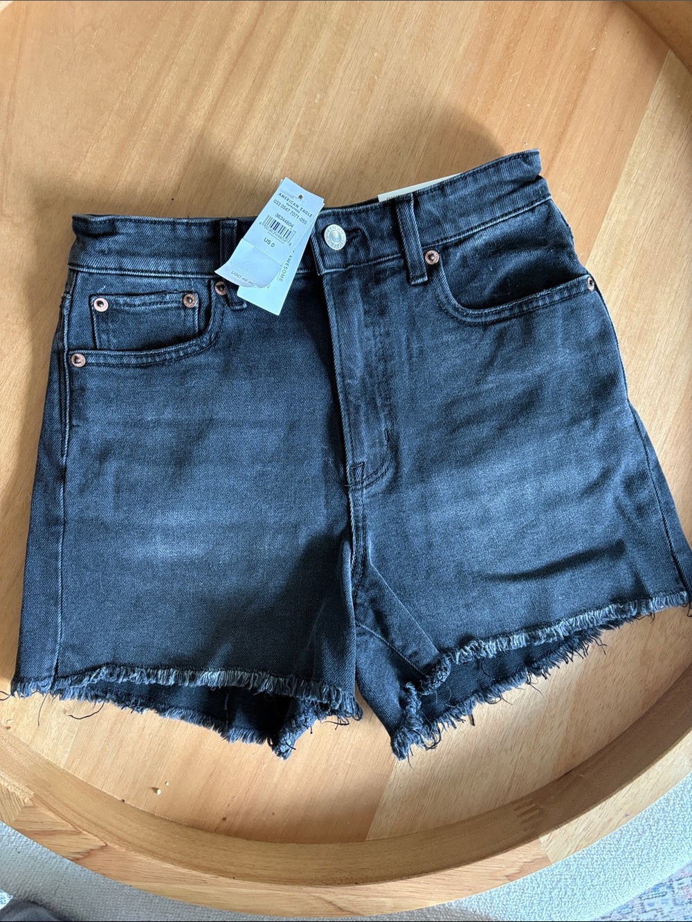 American Eagle Outfitters Black Frayed Hem Denim Shorts